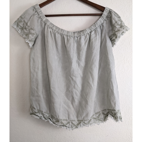 Anthropologie Tops - Anthropologie Cloth & Stone Light Sage Off The Shoulder Top Blouse